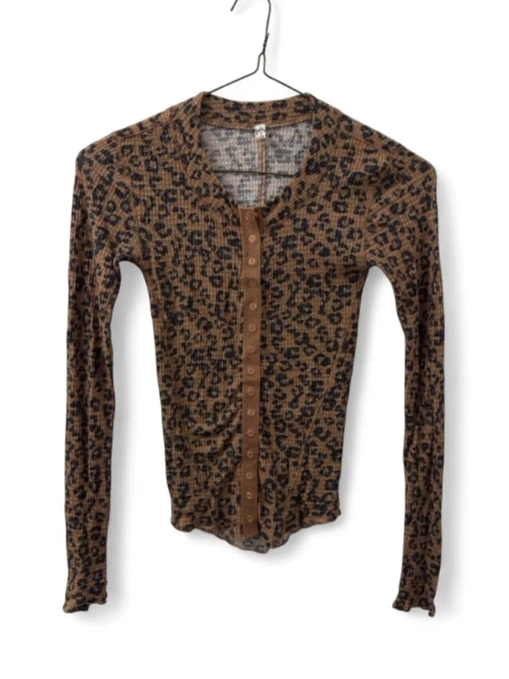 Free People Going Places Printed Cardi in Natural Combo Leopard Cheetah Top